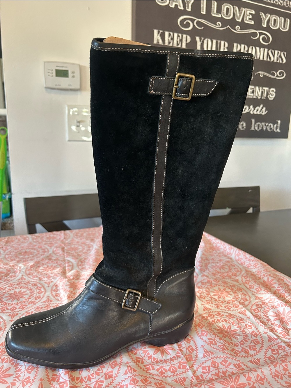 Naturalizer Black and Tall Leather Suede Riding Boots 8 1/2 wide
